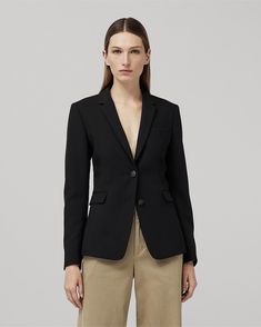 Buy the Razor Cady Crepe Blazer at rag & bone. Free Shipping in the US. Crepe Blazer, Cotton Chinos, Modern Wardrobe, Perfect Wardrobe, Striped Sleeve, Fitted Blazer, Blazer Buttons, Crepe Fabric, New Wardrobe