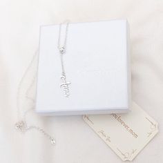 Custom Name Necklace In Sterling Silver, Dainty Style, Silver Tarnish-resistant Name Necklace As Gift, Personalized Gold Name Necklace, Fine Jewelry, Silver Tarnish-resistant Name Necklace For Personalized Gift, Nickel-free Sterling Silver Pendant Name Necklace, Jewelry Packaging