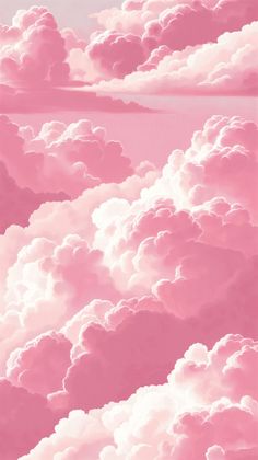 the sky is filled with pink clouds and some white ones are flying in the air