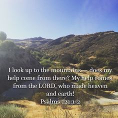 a bible verse with mountains in the background