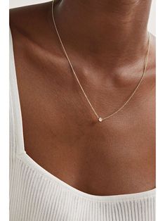 STONE AND STRAND Gold diamond necklace | NET-A-PORTER Fine Jewelry Solitaire Necklace With Cable Chain, Minimalist Single Strand Jewelry For Everyday Luxury, Minimalist Round Pendant Necklace For Everyday Luxury, Delicate Diamond Necklace For Everyday Luxury, Delicate Everyday Luxury Round Necklace, Luxury Delicate Round Necklace, Minimalist Single Strand Jewelry For Layering, Dainty Gold Solitaire Necklace For Everyday Luxury, Minimalist Single Strand Yellow Gold Jewelry