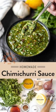 the recipe for homemade chimicchuri sauce is shown