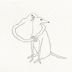 a drawing of a person holding a bird