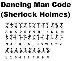 the dancing man code sherlock holmes is shown in black and white