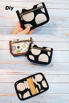 three different types of purses are shown with one being open and the other is closed