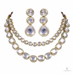 Necklace Set Luxury White Kundan Necklace With Elegant Design, Kundan Polki Necklace, Polki Necklace Set, Wedding Necklace Set, Kundan Work, American Diamond Necklaces, Kundan Necklace Set, Polki Necklace, Diamond Necklace Set