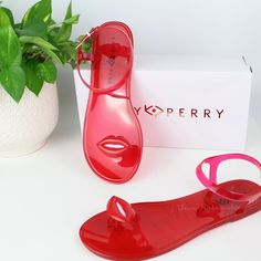 Color: Lips Size: Us 8 Condition: New With Box Msrp $49 Make A Fresh Splash Wherever You Go With This Jelly Sandal That Pairs Bright Color With A Slice Of Your Favorite Figure. Adjustable Strap With Buckle Closure Synthetic Upper, Lining And Sole Imported Trendy Flat Sandals With Red Sole, Trendy Red Adjustable Sandals, Red Adjustable Trendy Sandals, Trendy Adjustable Red Sandals, Trendy Red Jelly Sandals For Beach, Red Flat Jelly Sandals For Party, Red Jelly Sandals For Spring Party, Red Open Toe Jelly Sandals For Party, Red Open Toe Jelly Sandals For Spring