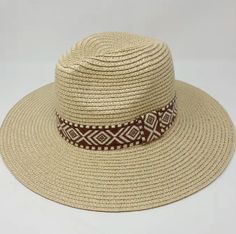 Panama hat with Aztec woven band around brim. So boho and stylish with this unique pattern details. One size with adjustable string overall dimension: Approximately 15” x 15” x 5” Inner perimeter is about 22”, slightly stretchable 100% Paper Online Clothing Boutiques, Unique Patterns, Hat Fashion, Boutique Clothing, Panama Hat, Women Empowerment, Panama, Band, Hats