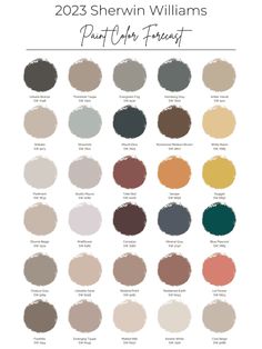 the color chart for sherylin williams's paint colors