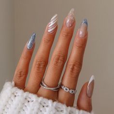 FREE SHIPPING ON ORDERS $9.95+ Buy 3 Get 1 More Free CODE: 4YOU Buy 5 Get 5 More Free CODE: 5FREE Blue Christmas Nails, December Nails, Holiday Nail Designs, Winter Nails Acrylic, Nagel Tips, Christmas Gel Nails, Smink Inspiration, Festival Nails, New Year's Nails