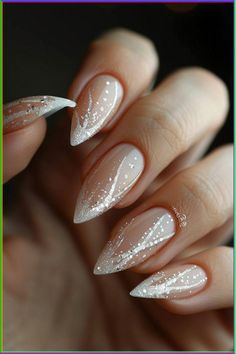 Courthouse Wedding Nails, Designer Nail Art, Pretty Ombre Nails Sparkle, Nails Design 2024, French With Design, Wedding Anniversary Nails, French Tip Designs Nails, Weding Nails, French Glitter Nails