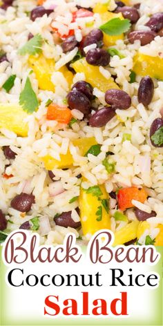 black bean and coconut rice salad on a plate