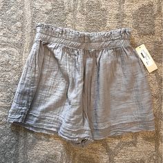 Super Cute Linen High Waisted Shorts - They Are Grey With Blue/Lilac Undertones - Women’s Small But Can Fits A Medium Gray Cotton Beach Shorts, Gray Beach Shorts For Spring, Gray Summer Shorts For Vacation, Gray Bottoms For Spring Vacation, Gray Beach Shorts, Gray Summer Vacation Shorts, Gray Summer Shorts With Elastic Waistband, Summer Cotton Gray Bottoms, Summer Gray Cotton Bottoms