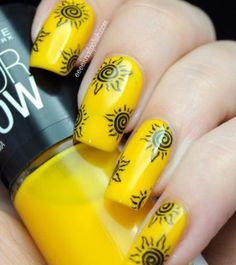 Yellow Nail Art Designs, Yellow Manicure, Yellow Nail Designs, Yellow Nail Art, Yellow Nails Design, Yellow Nail, Nail Art Designs Summer, Simple Nail Art Designs