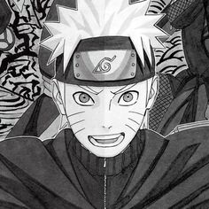 a drawing of naruto from naruto the movie is shown in black and white