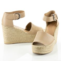 Marc Fisher Alida Espadrille Platform Wedge Color Light Natural Leather Size 9.5 Item Description Details & Care Layers Of Artfully-Braided Jute Wrap Around The Signature Platform Wedge Of An Eye-Catching Ankle-Strap Sandal In Buttery Soft Suede. 4" Heel; 2" Platform (Size 8.5) Adjustable Ankle Strap With Buckle Closure Leather Upper And Lining/Synthetic Sole Imported Women's Shoes Natural Leather Wedge Heel Espadrilles, Beige Leather Wedge Sandals, Natural Leather Platform Espadrilles, Natural Leather Wedge Heels, Beige Platform Wedge Sandals Medium Width, Beige Wedge Sandals With Stacked Heel And Round Toe, Beige Medium Width Wedge Sandals With Round Toe, Beige Leather Ankle Strap Espadrilles, Medium Width Beige Leather Wedge Sandals