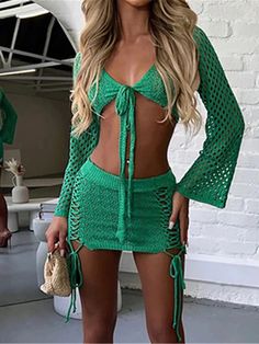 SPECIFICATIONS Material: Nylon Material: POLYESTER Material: rayon Material: COTTON Pattern Type: Solid Style: Beach Style Fit: Fits true to size, take your normal size Knitted Tunic, Long Sleeve Crochet, Sleeve Crochet, Wear Green, Dress Beach, Beach Wear Dresses, Knit Tunic, Beach Covers, Beach Wears