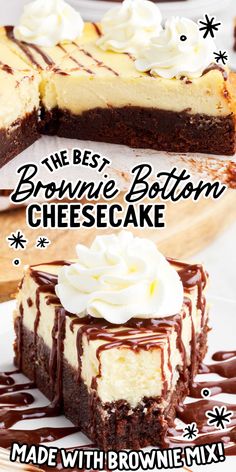 the best brownie bottom cheesecake made with browned mix