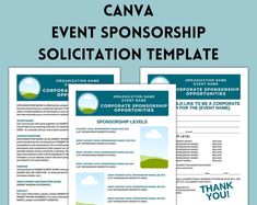 two brochures with the words canva event sponsored solicition template