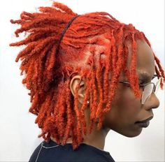 Orange Red Locs Black Women, Red Blonde Locs, Orange And Pink Locs, Orange Locs, Dyed Dreadlocks, Dreadlock Style