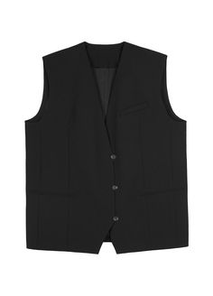 Black: 51.5% polyester 46.9% wool 1.6% spandex Brown: 56.2% wool 42.5% polyester 1.3% spandex Fitted Black Outdoor Vest, Tailored Wool Single-breasted Vest, Black Tailored Single-breasted Vest, Vintage Black Vest With Button Closure, Black V-neck Vest With Button Closure, Blazer Vest, Mid Length, Spandex, Blazer