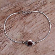 Garnet Sterling Silver Bangle Bracelet - Moonbeam Passion | NOVICA Indie Jewelry, Sterling Silver Bangle Bracelets, Garnet Pendant, Dope Jewelry, Funky Jewelry, Jewelry Lookbook, Silver Bangle Bracelets, Sterling Silver Bangles, Dream Jewelry