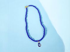 Dark Blue glass seed beads are about 3-4MM wide Evil Eye pendant Lobster Claw Closure Length includes clasp but not extender tail Seed Bead Evil Eye, Bead Evil Eye, Layered Necklaces Boho, Boho Beaded Necklace, Necklace Evil Eye, Boho Choker, Letter Bracelet, Protection Necklace