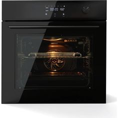 an oven with the door open on a white background