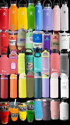 thermos are all different colors and sizes