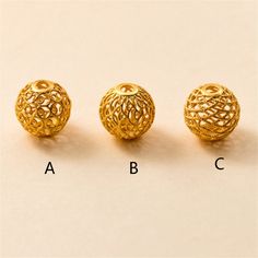 three different types of gold bead caps