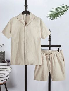 Linen Clothes Men, Casual Home Outfits, Summer Linen Outfits, Cream Outfit, Nude Outfits, Hype Clothing, Beige Shirt, Mens Casual Outfits Summer, Linen Men