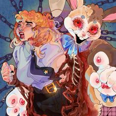 an image of a woman surrounded by rabbits