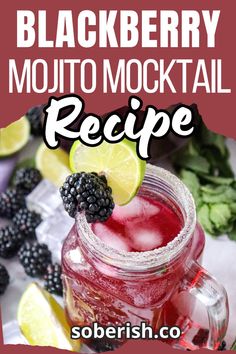 blackberry mojito cocktail recipe in a mason jar