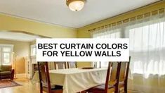 the best curtain colors for yellow walls are in this living room and dining room area