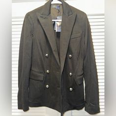 Brand New Never Worn Black Sport Coat With Double Button Closure, Black Sport Coat With Double Button For Office, Black Sport Coat With Double Button Closure For Office, Double-breasted Black Career Blazer, Black Double-breasted Career Blazer, Black Sport Coat With Double Button Closure For Work, Black Double Button Sport Coat For Work, Black Career Blazer With Double Button Closure, Black Double-breasted Sport Coat For Office