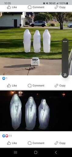 two screens show the same image as they are being used to create ghost costumes for halloween