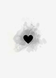 a black heart on a white background with watercolor splashes and blotches