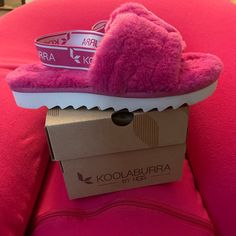 Cozy Hot Pink Sling Back Slippers. Can Be Worn Inside Or Out. Ugg Slides, Koolaburra By Ugg, Suede Slippers, Kids Slippers, Fuzzy Slippers, Ugg Slippers, Kids Uggs, Slippers For Girls, Slipper Sandals