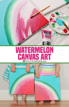 watermelon canvas art for kids with text overlay