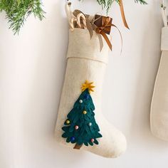 a christmas stocking hanging on a wall