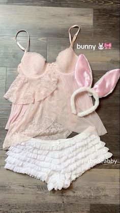 Bunny halloween costume cute aesthetic pink and white with bunny ears lingerie #halloween #trending #bunny #costume Halloween Costumes 2023, Pink Bunny Costume, Halloween Fashion Outfits, Costumes 2023, Bunny Halloween Costume, Fairy Halloween Costumes, Holloween Costume