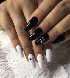 Black Acrylic Nails, Press On Nails Short, Punk Nails, Edgy Nails, Grunge Nails, Simple Acrylic Nails, Acrylic Nails Coffin Short