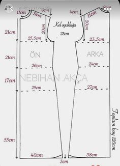 the size and measurements of a women's dress, with measurements for each piece