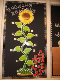 two bulletin boards with flowers and plants on them