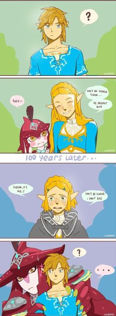 the legend of zelda and princess zelda in different stages of being cute with each other