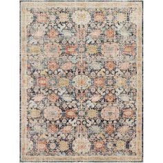 an area rug with various colors and patterns