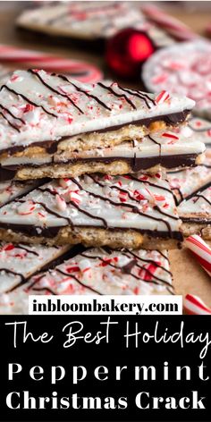 the best holiday peppermint christmas cracker cookies are stacked on top of each other