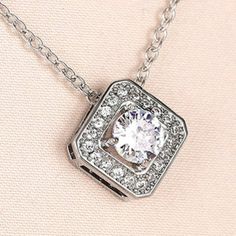 Nwot Silver Plated Square Cz Diamond Pendant On A Silver Tone Necklace. 17" Full Chain Length White Square Pendant Necklace With Diamond Cut, White Diamond Cut Square Pendant Necklace, White Crystal Rhinestone Necklace With Adjustable Chain, White Diamond Accent Square Pendant Necklace, White Rhinestone Pendant Necklace With Adjustable Chain, White Cubic Zirconia Dazzling Rhinestone Necklace, Dazzling White Cubic Zirconia Rhinestone Necklace, White Cubic Zirconia Rhinestone Necklace For Gift, White Rhinestone Necklace With Diamond Accents For Gift