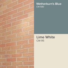 a red brick wall with white paint on it and the words waterburn's blue