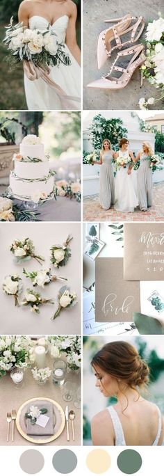 a collage of different wedding colors and details